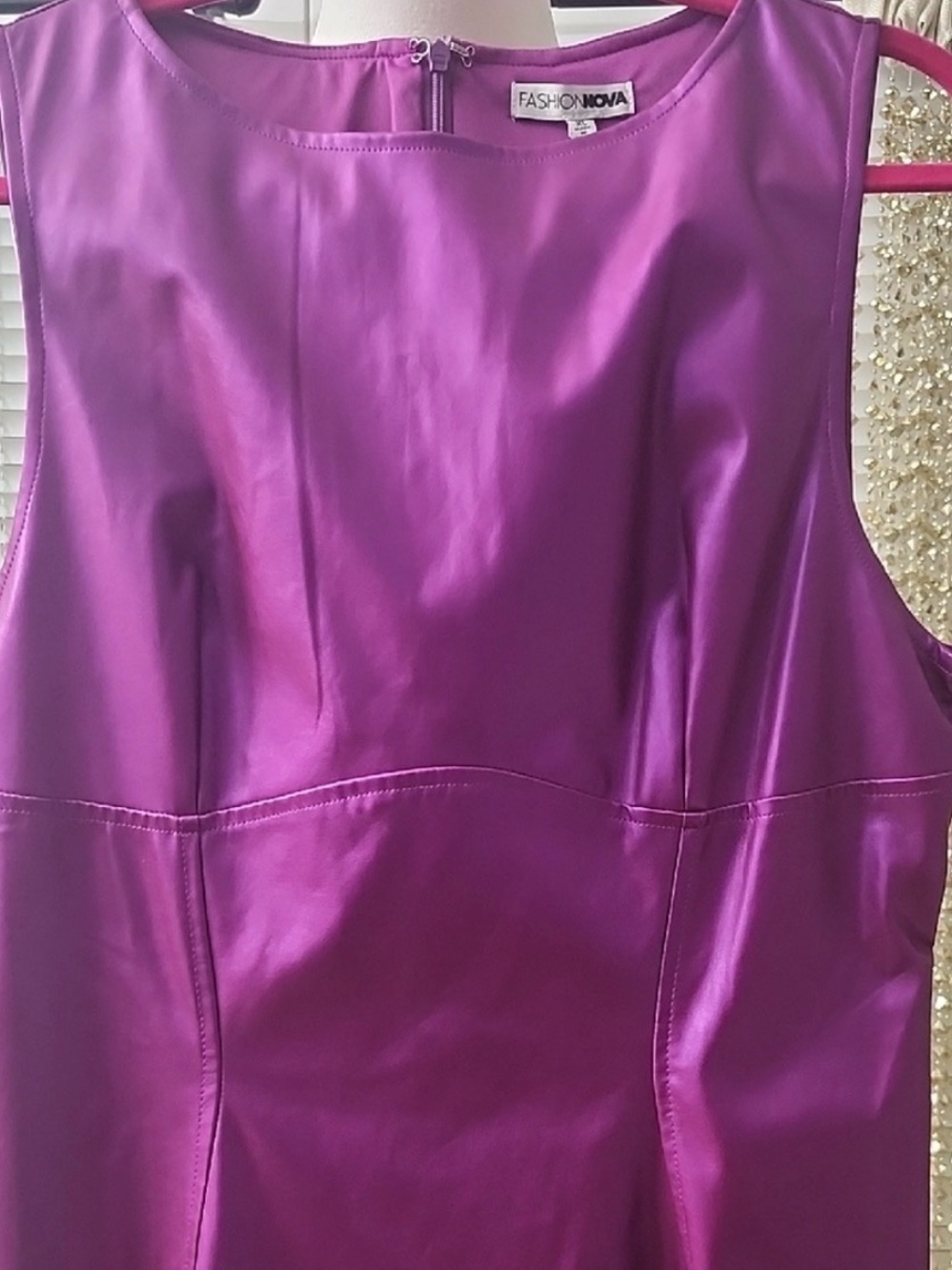 Purple Faux Leather Sleeveless Maxi Dress - Picture 7 of 8